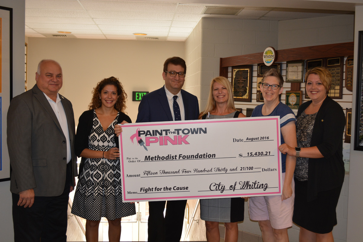 City of Whiting’s 2016 “Paint the Town Pink” Initiative Raises $15,460.21 for Methodist Foundation, Breast Health/Cancer Initiatives