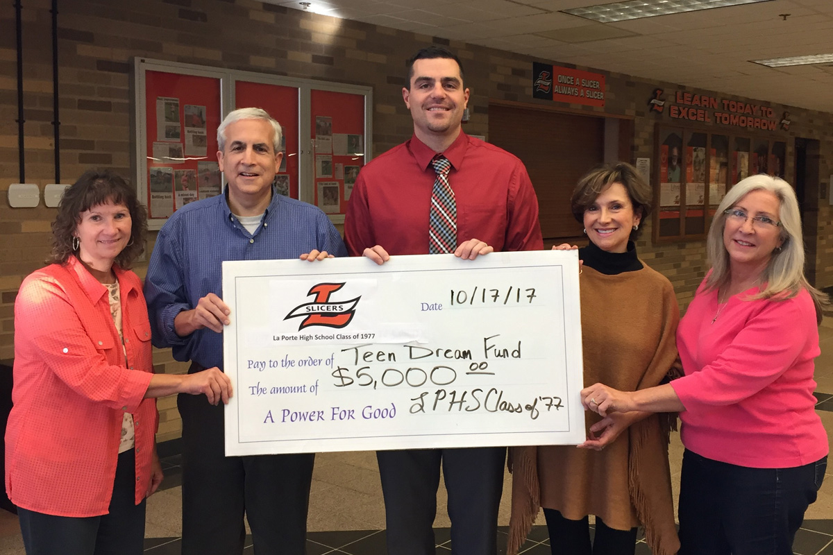 La Porte High School Class of 1977 Makes $5,000 Gift to the Teen Dream Fund