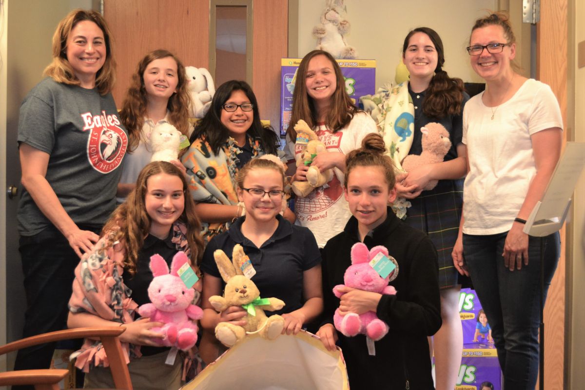 St. John the Evangelist students deliver on service project by assisting Franciscan Health Prenatal Assistance Programs